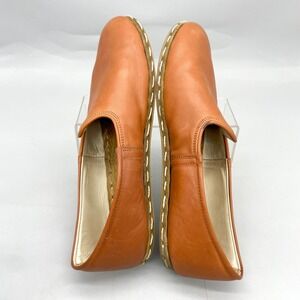 Sabah Mens 42 9 Turkish Loafers Tan Brown Learher SlipOn Barefoot Artisanal Shoe